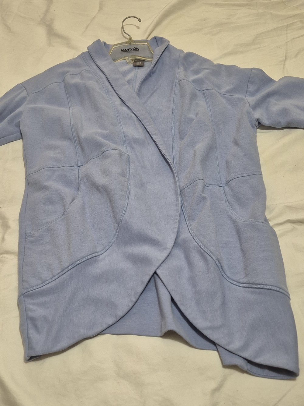 Eddie Bauer Pale Blue Open-Front Knit Cardigan